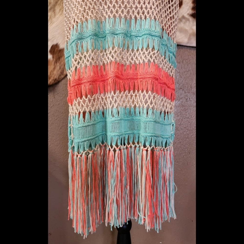 Frazzle Crochet Fringe Vest Sz L - Picture 8 of 9